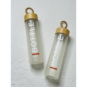 Eco One Glass Water Bottle With Bamboo Lid & Rope Loop 18oz 24/7 Hydrate 2 Piece